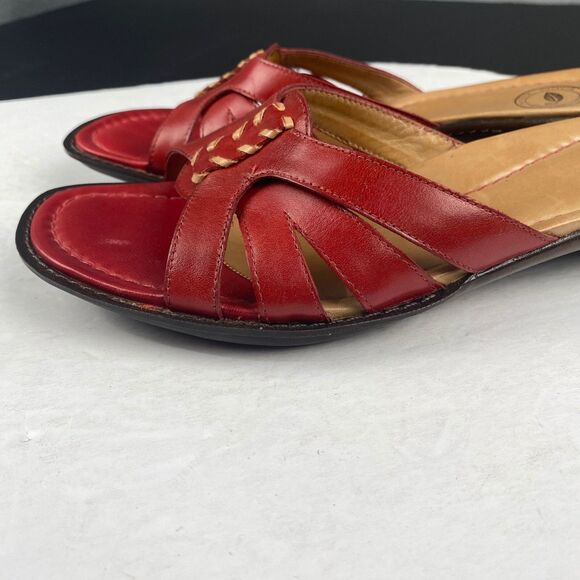 Nurture Women's size 9 M Red Leather Slip-On Sandals Open Toe low top. - Picture 7 of 15